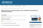 انتشار مقاله عضو هیئت علمی مرکز تحقیقات اخلاق و تاریخ پزشکی با عنوان: Ethical Issues in Responding to the COVID-19 Pandemic; A Narrative Review 